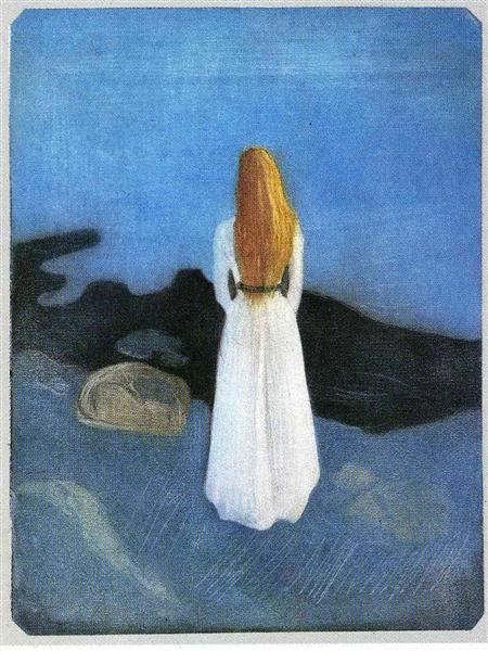 Edvard Munch, Young Girl on the Shore, 1896, aquatint with scraper and drypoint on zine, Munch Museum, Oslo 
